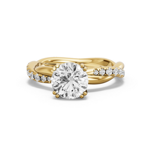 Image for Round Vintage Basket Ring with Rope Pave band