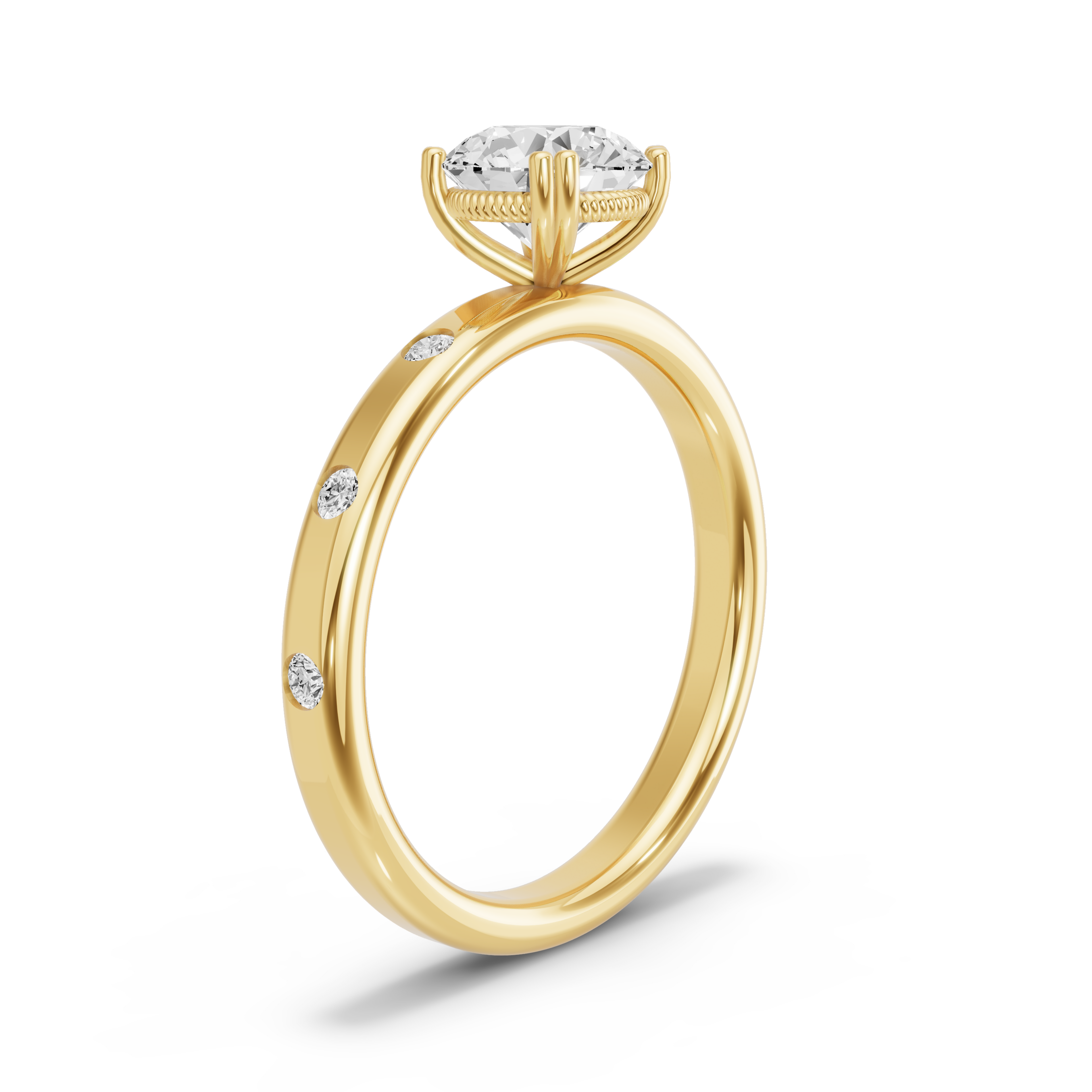 Image for Round Vintage Basket Ring with Sleek Accent band in 10K Yellow Gold