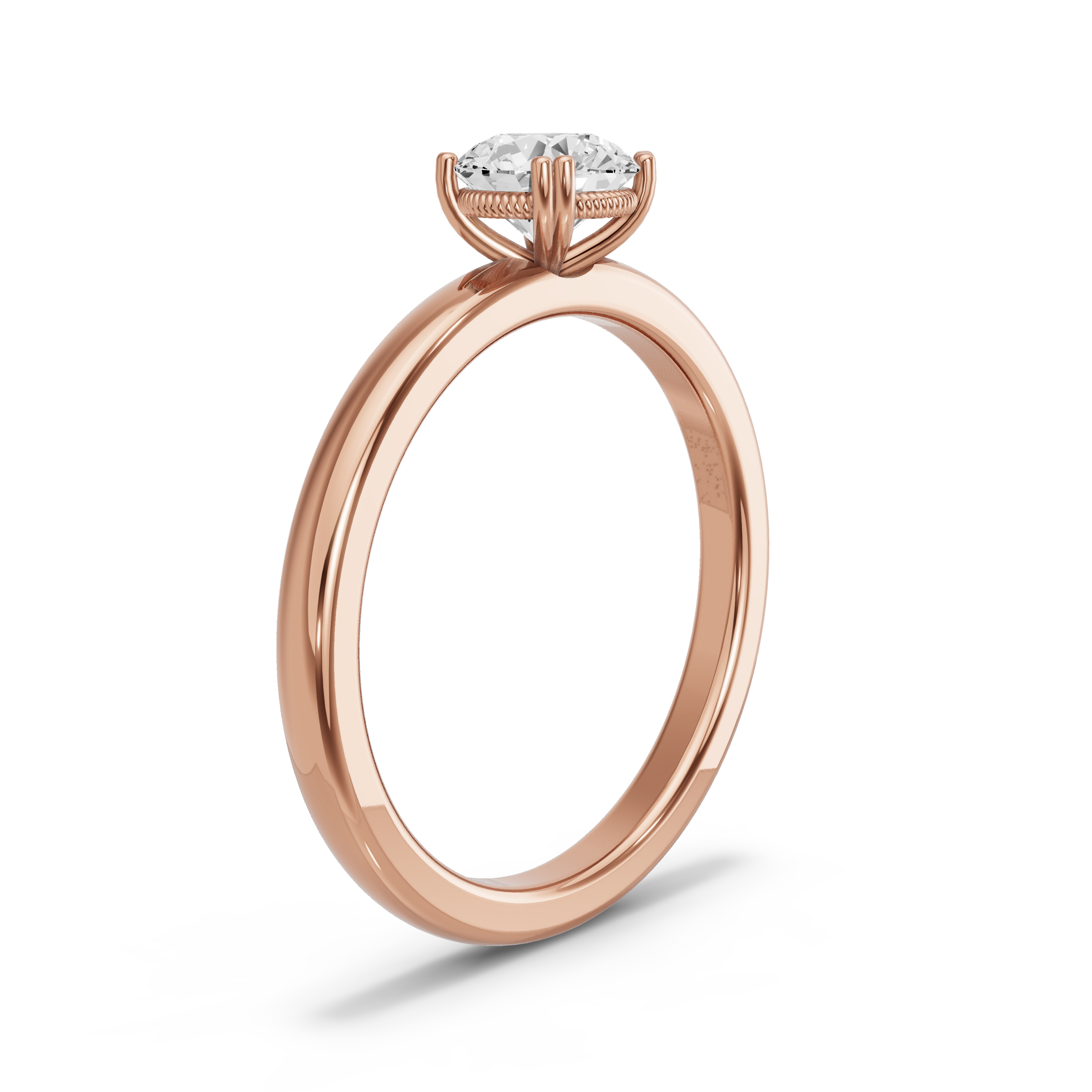 Image for Round Vintage Basket Ring with Solitaire band in 18K Rose Gold