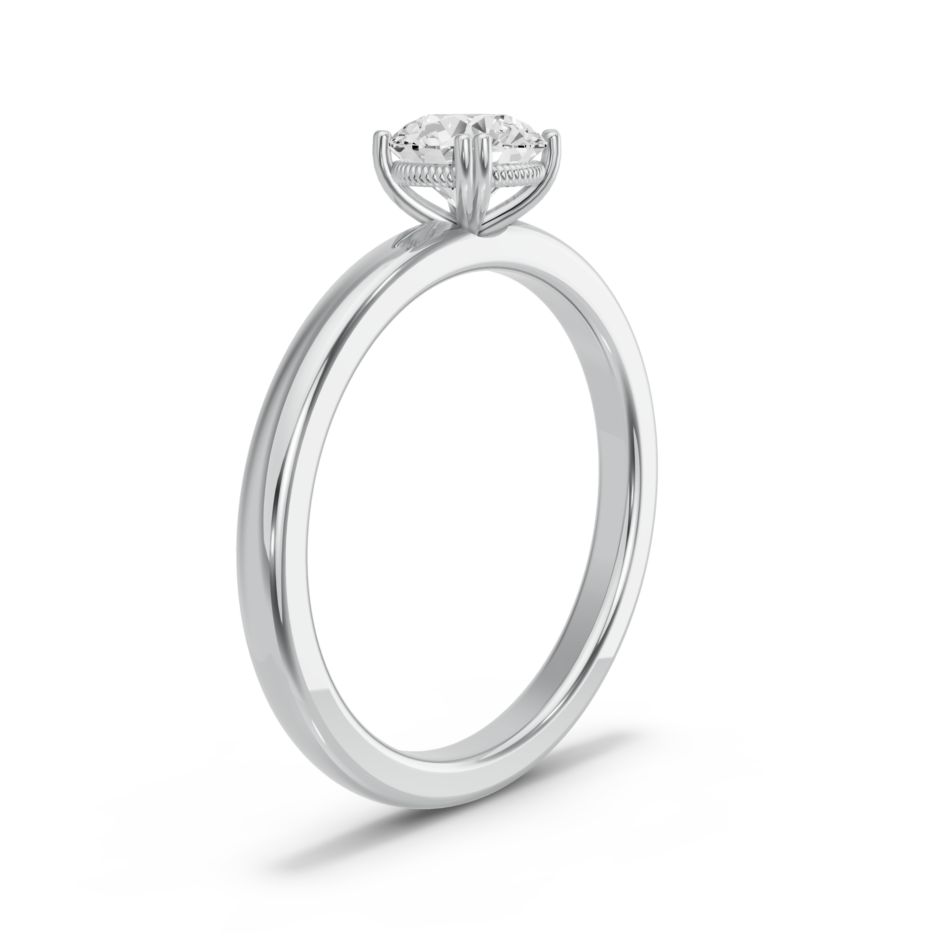 Image for Round Vintage Basket Ring with Solitaire band in 10K White Gold