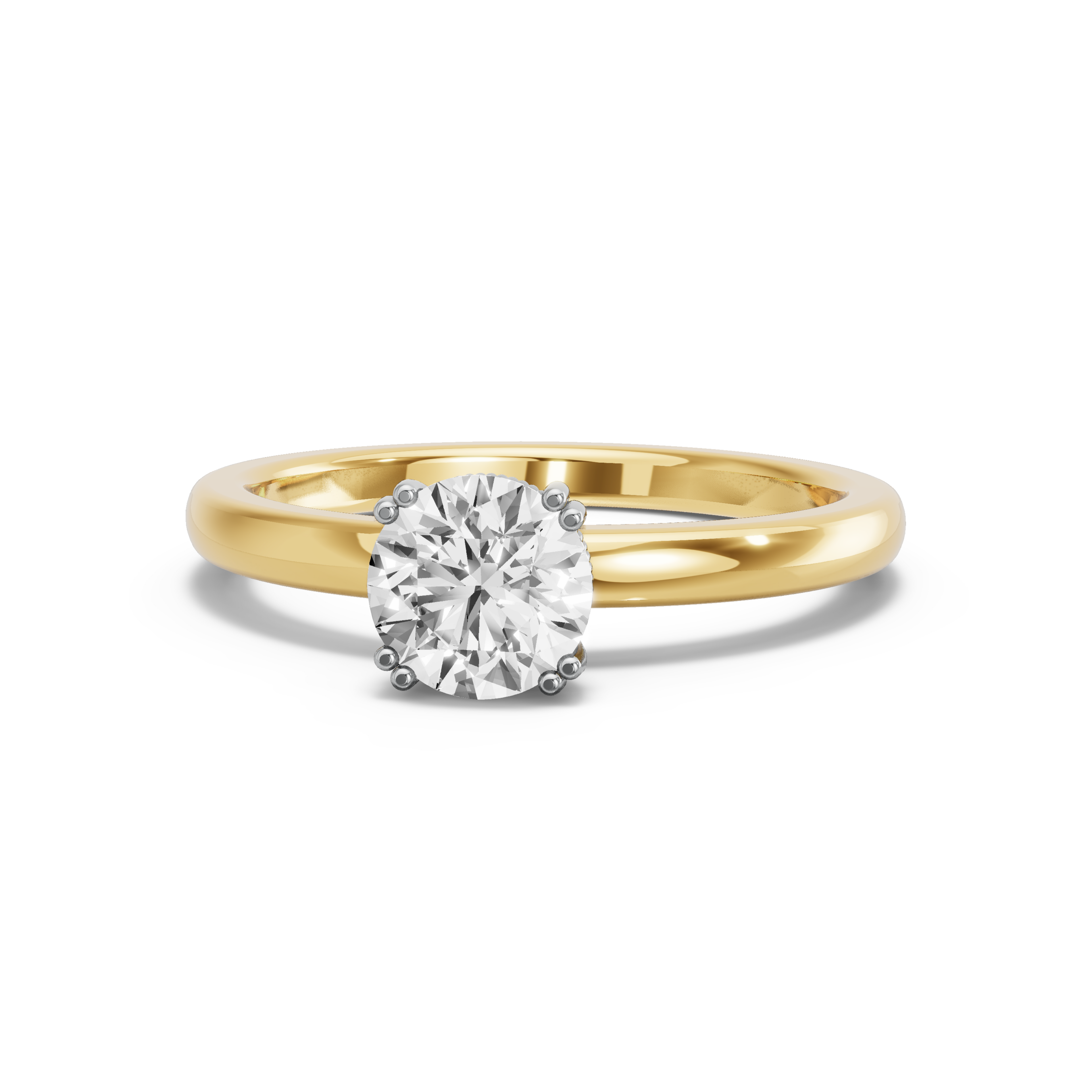 Image for Round Vintage Basket Ring with Solitaire band in 14K Two Tone Yellow Gold