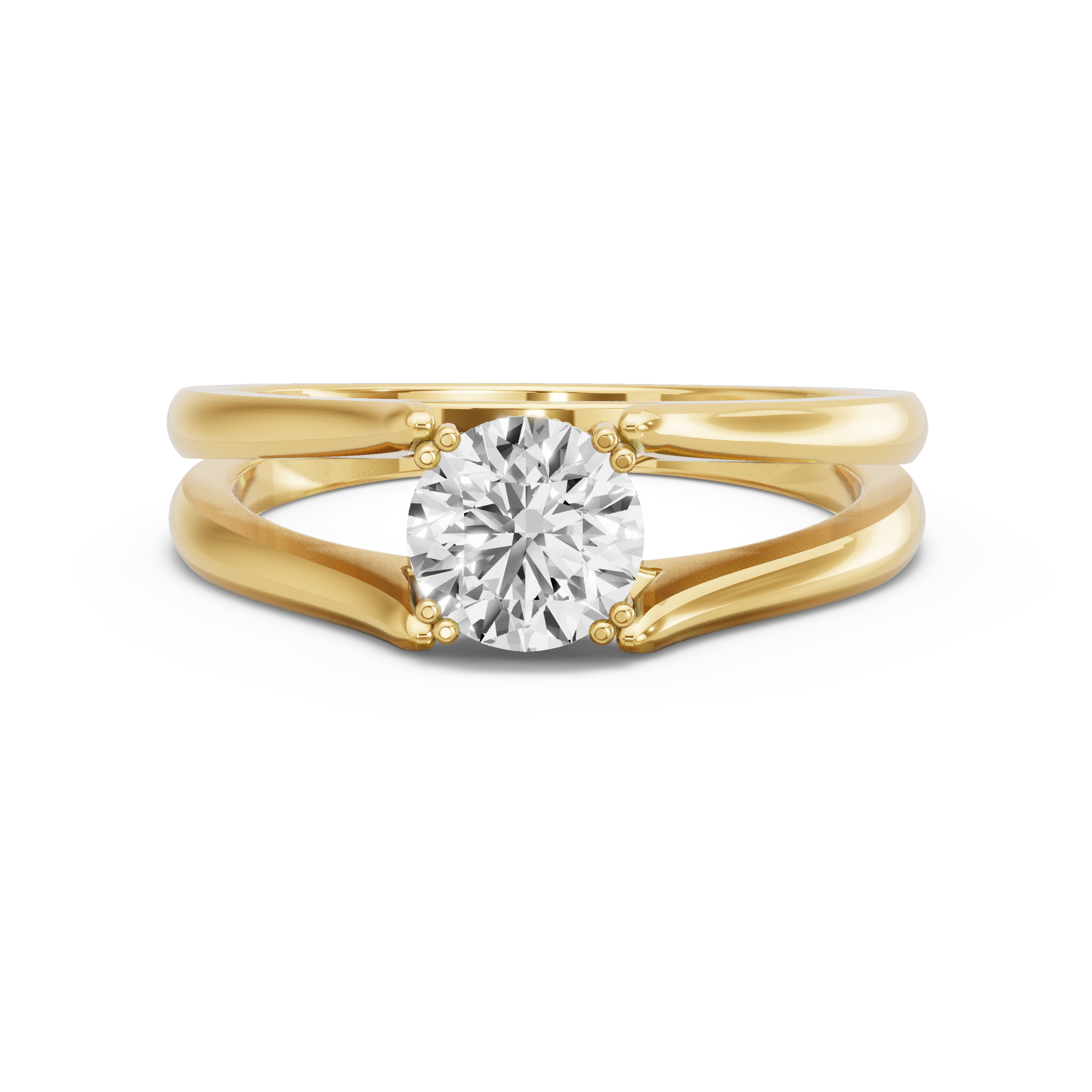 Image for Round Vintage Basket Ring with Split Ring Solitaire band in 10K Yellow Gold
