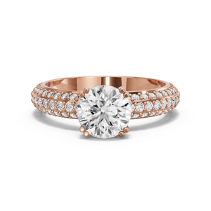 Image for Round Vintage Basket Ring with Triple Row Pave band
