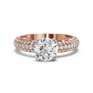 Image for Round Vintage Basket Ring with Triple Row Pave band