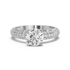 Image for Round Vintage Basket Ring with Triple Row Pave band