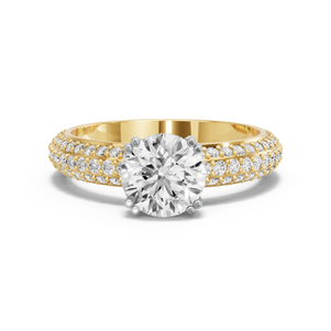 Image for Round Vintage Basket Ring with Triple Row Pave band