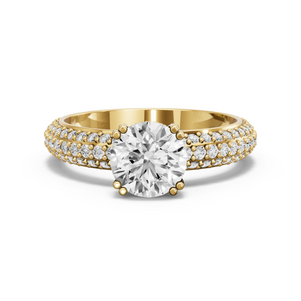 Image for Round Vintage Basket Ring with Triple Row Pave band