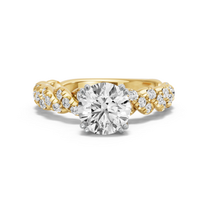 Image for Round Vintage Basket Ring with Twist Pave band