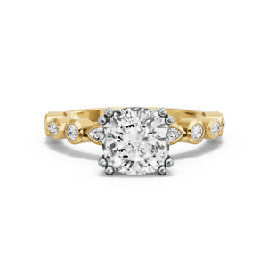 Image for Square Cushion Vintage Basket Ring with Alternating Marquise band