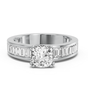 Image for Cushion Vintage Basket Ring with Baguette Channel band