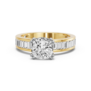 Image for Cushion Vintage Basket Ring with Baguette Channel band