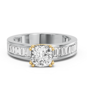 Image for Cushion Vintage Basket Ring with Baguette Channel band