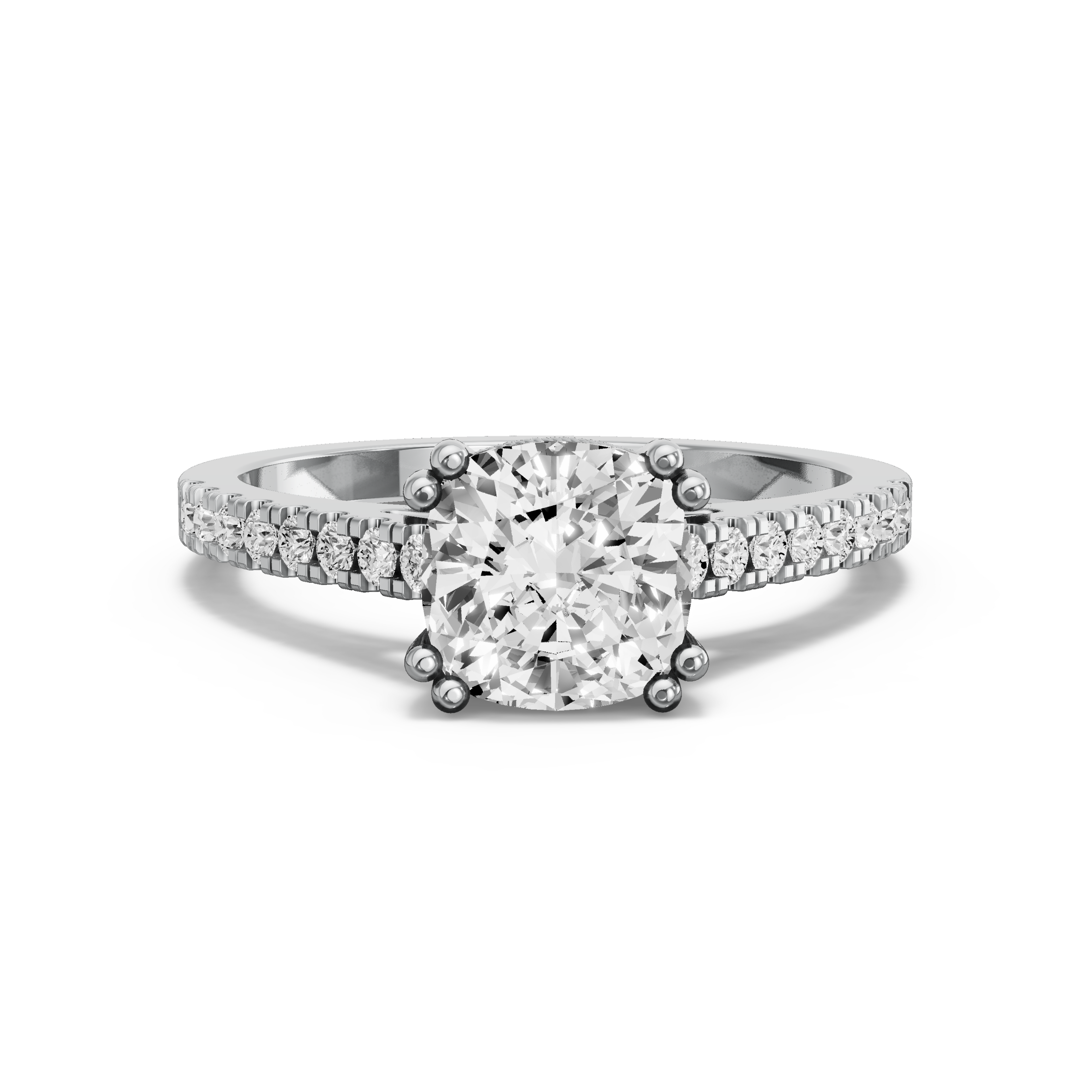Image for Square Cushion Vintage Basket Ring with Cathedral Pave band in 950 Platinum