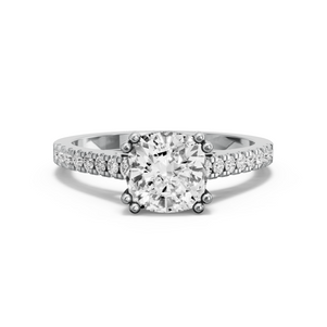 Image for Cushion Vintage Basket Ring with Cathedral Pave band