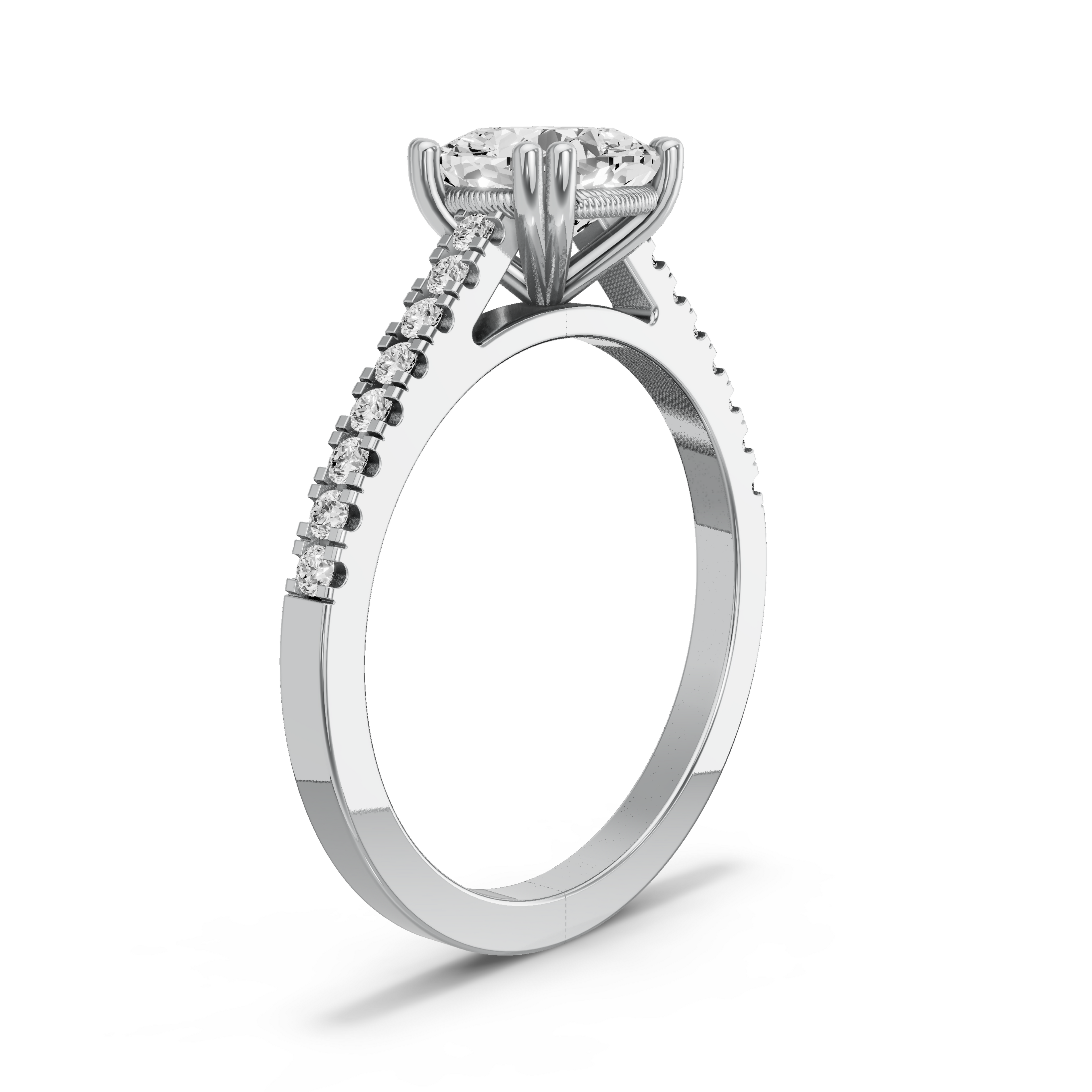 Image for Square Cushion Vintage Basket Ring with Cathedral Pave band in 950 Platinum