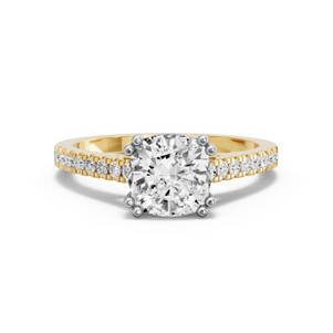 Image for Cushion Vintage Basket Ring with Cathedral Pave band