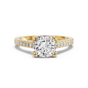 Image for Square Cushion Vintage Basket Ring with Cathedral Pave band