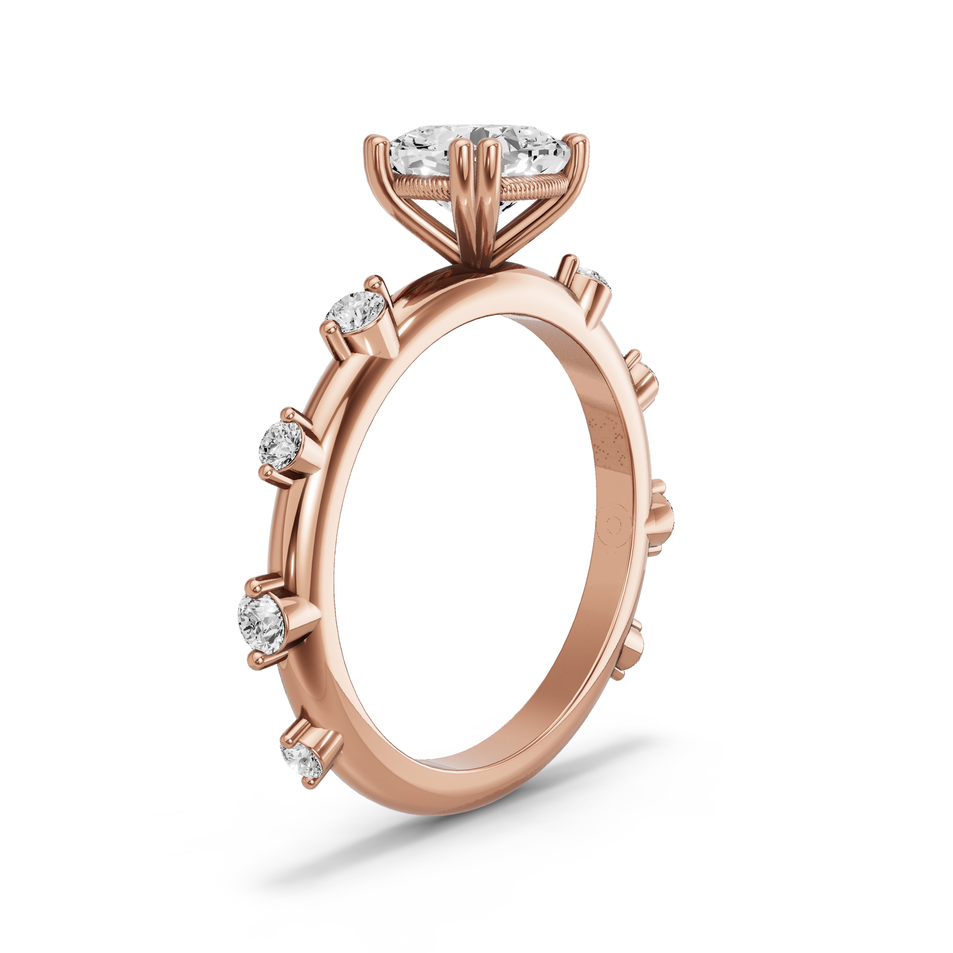 Image for Square Cushion Vintage Basket Ring with Floating Station band in 10K Rose Gold
