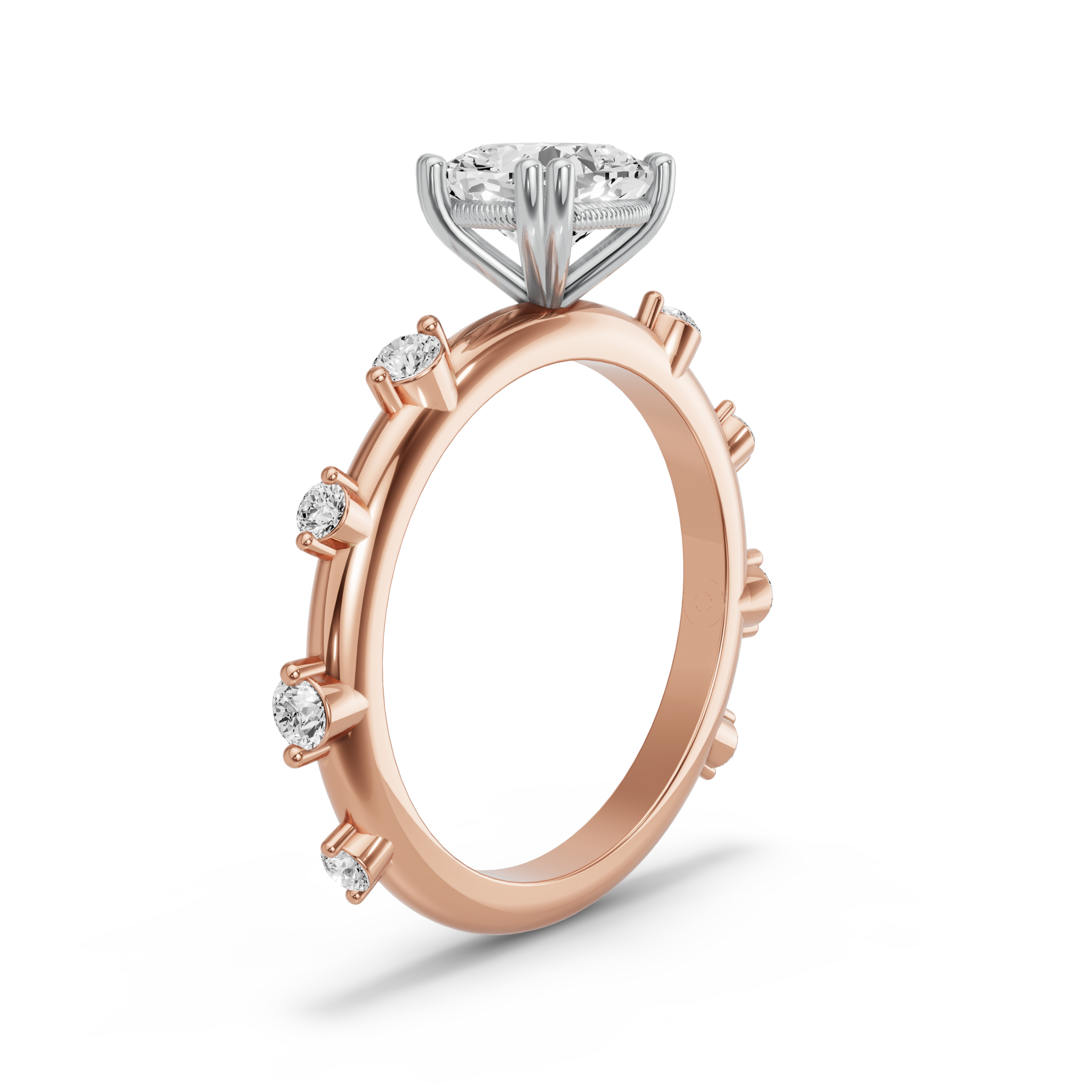 Image for Square Cushion Vintage Basket Ring with Floating Station band in 14K Two Tone Rose Gold
