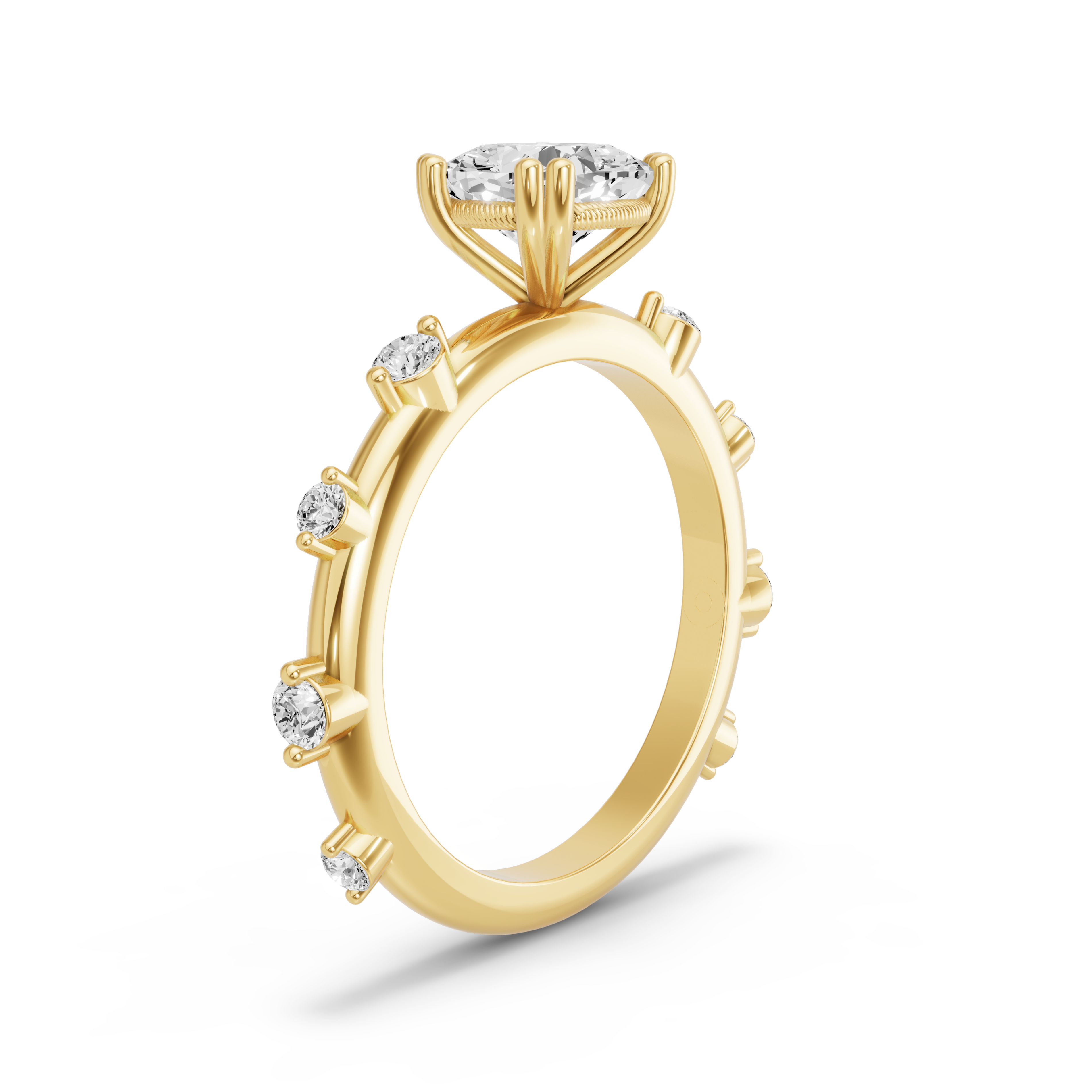 Image for Square Cushion Vintage Basket Ring with Floating Station band in 14K Yellow Gold