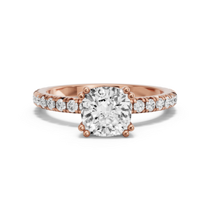 Image for Cushion Vintage Basket Ring with French Pave band