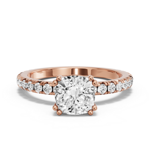 Image for Square Cushion Vintage Basket Ring with French Pave band