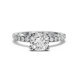 Image for Cushion Vintage Basket Ring with French Pave band