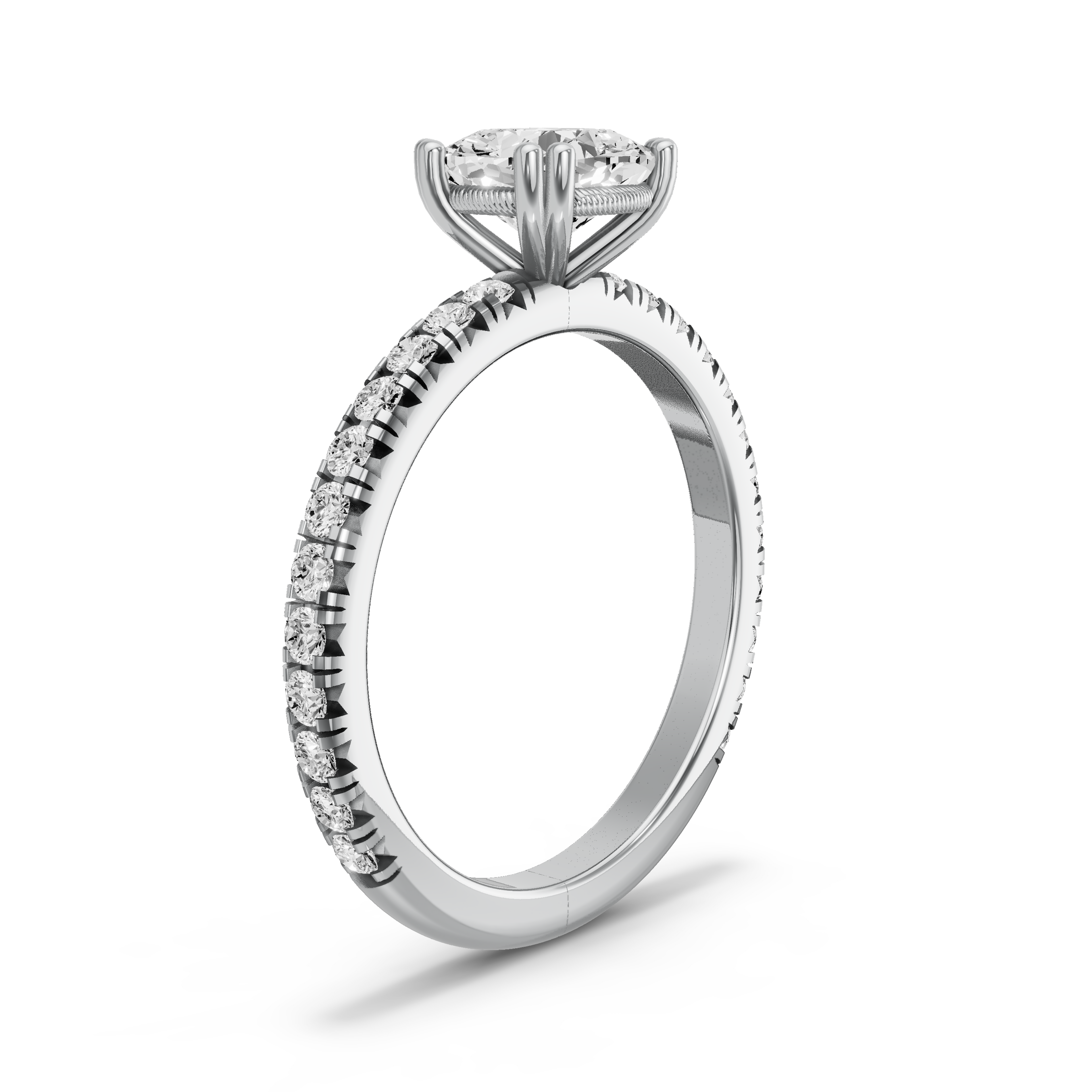 Image for Square Cushion Vintage Basket Ring with French Pave band in 950 Platinum