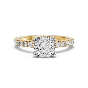 Image for Cushion Vintage Basket Ring with French Pave band