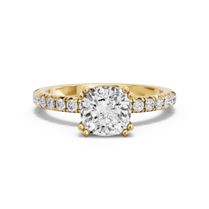 Image for Cushion Vintage Basket Ring with French Pave band
