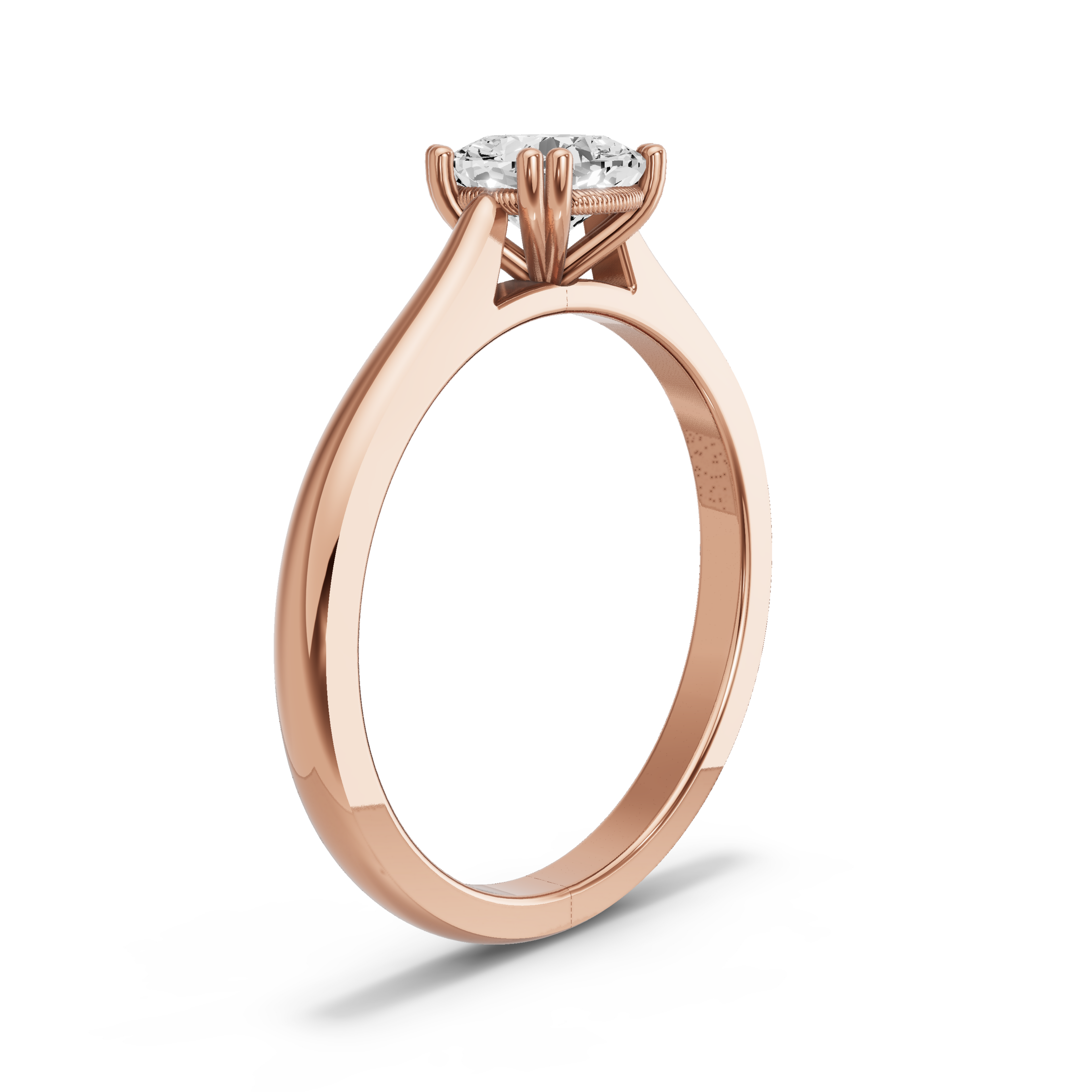 Image for Square Cushion Vintage Basket Ring with Knife Edge Cathedral band in 18K Rose Gold