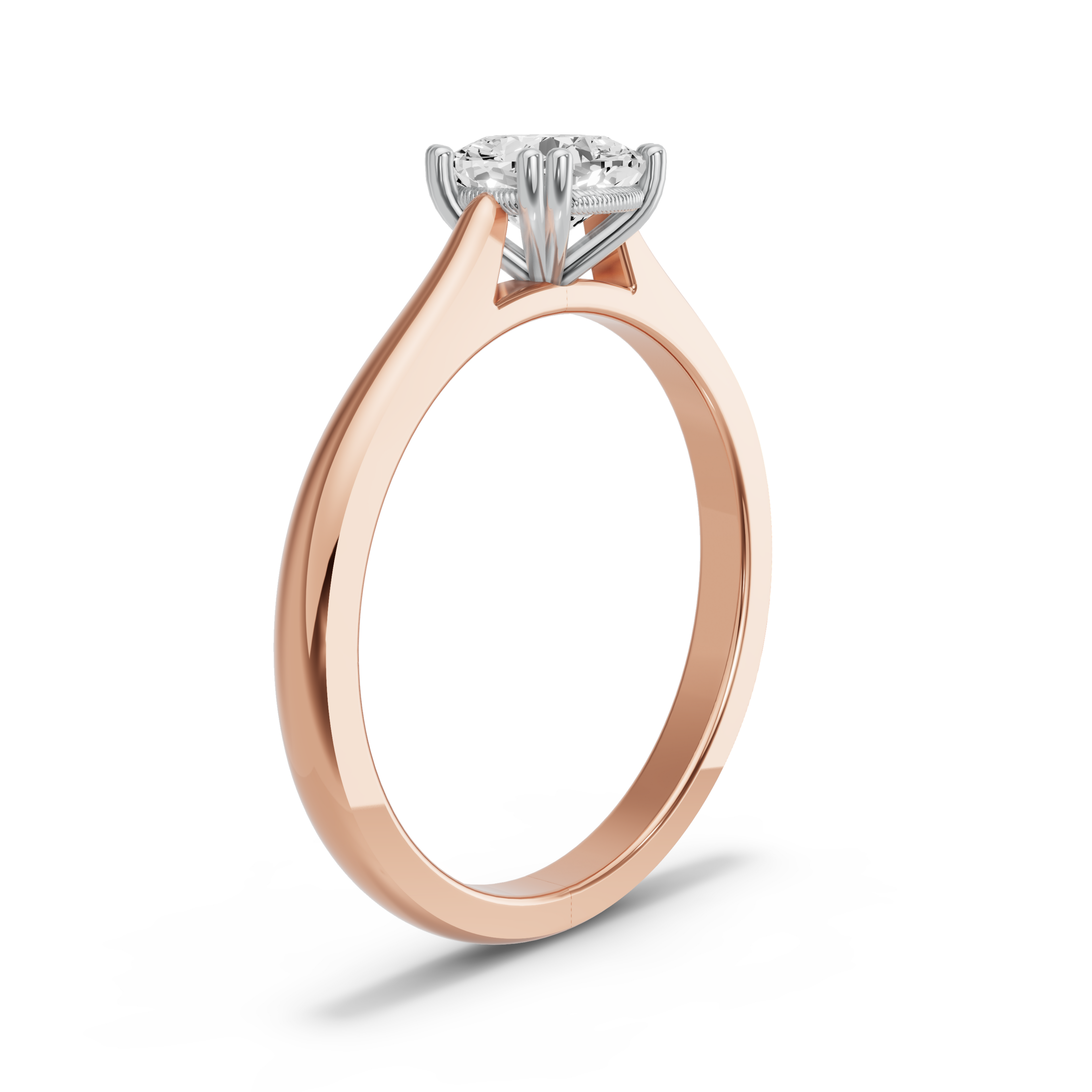 Image for Square Cushion Vintage Basket Ring with Knife Edge Cathedral band in 10K Two Tone Rose Gold