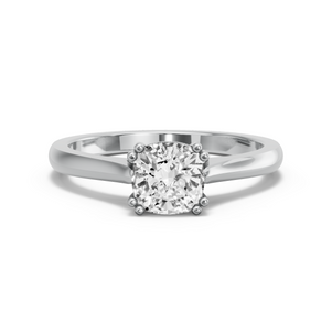 Image for Square Cushion Vintage Basket Ring with Knife Edge Cathedral band