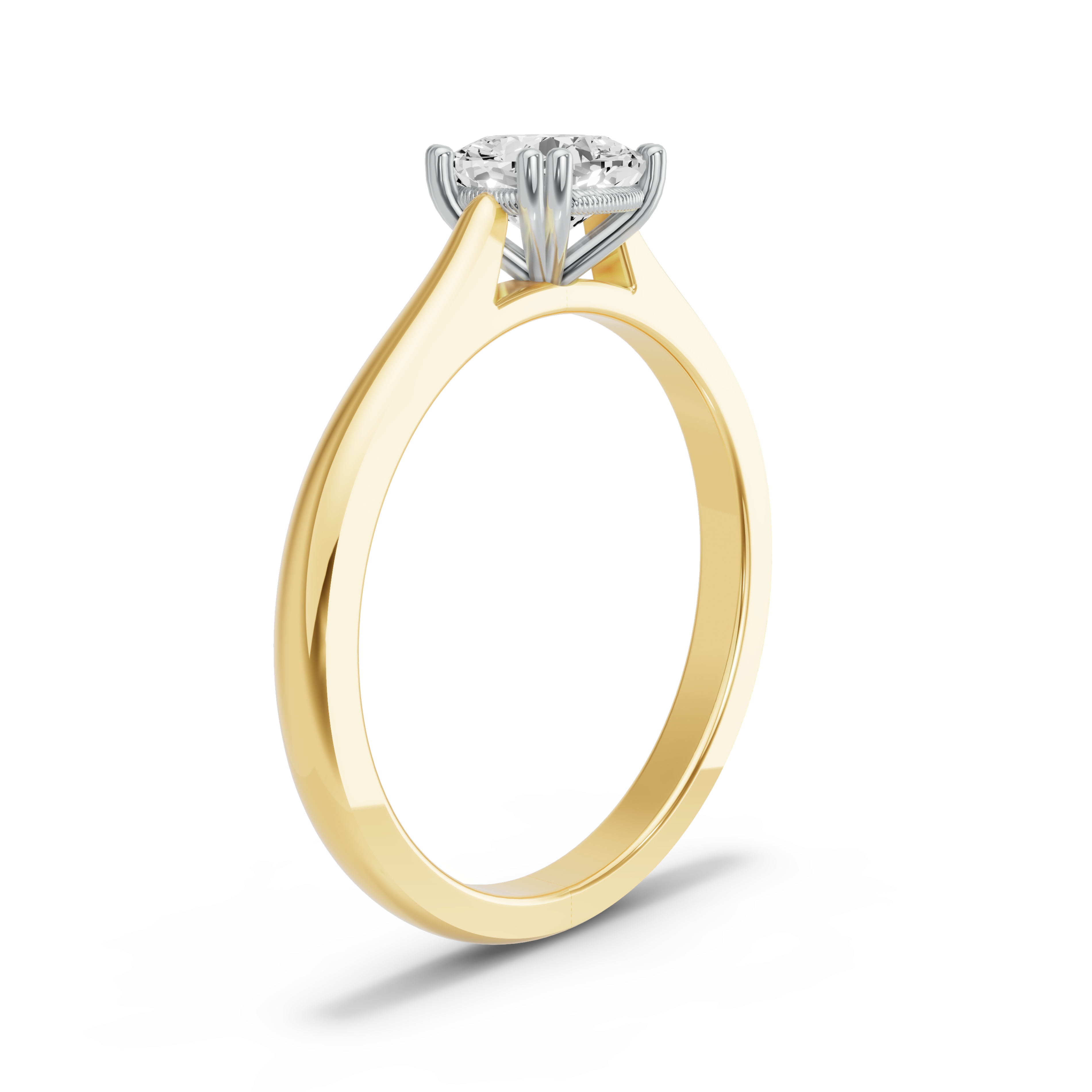 Image for Square Cushion Vintage Basket Ring with Knife Edge Cathedral band in 18K Two Tone Yellow Gold