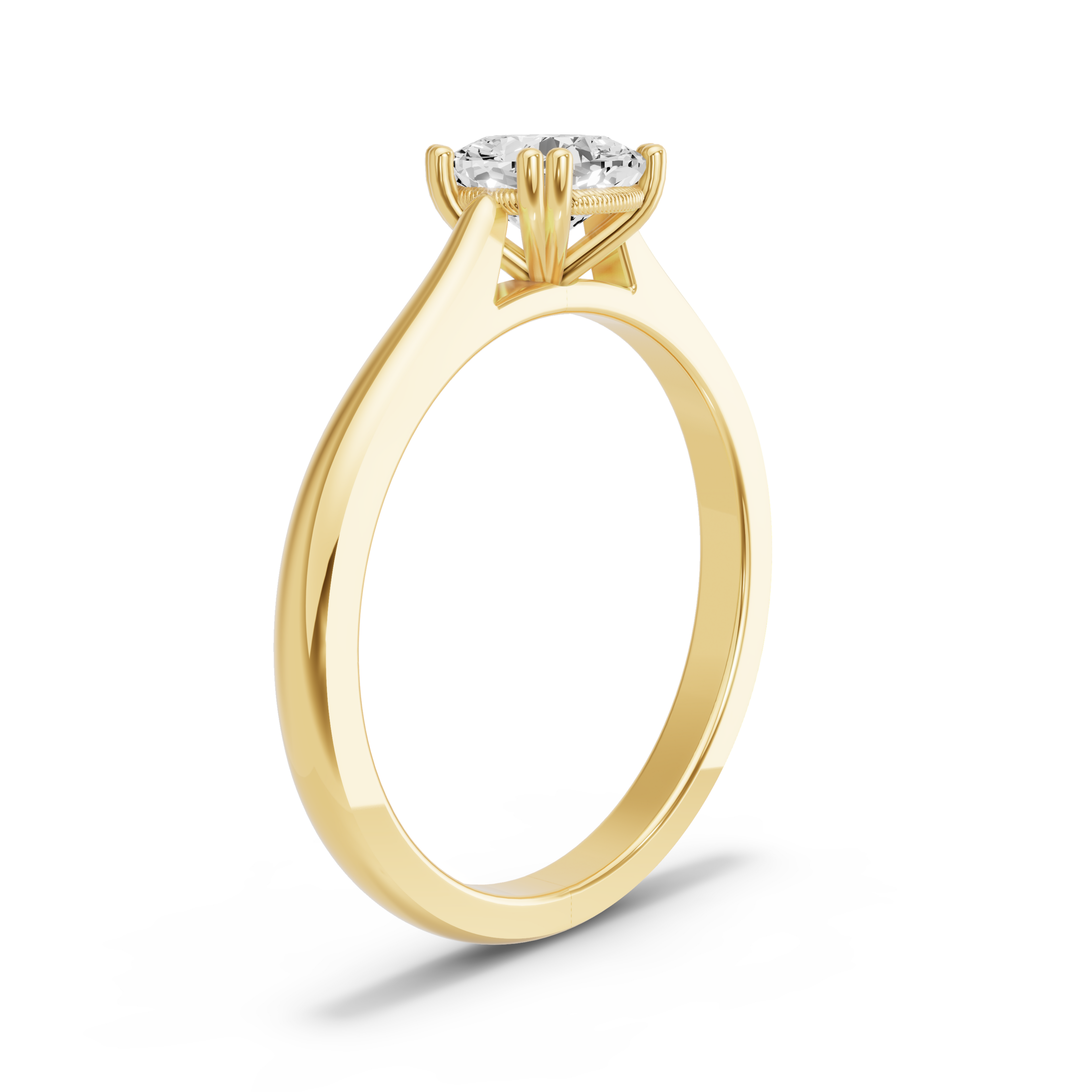 Image for Square Cushion Vintage Basket Ring with Knife Edge Cathedral band in 18K Yellow Gold