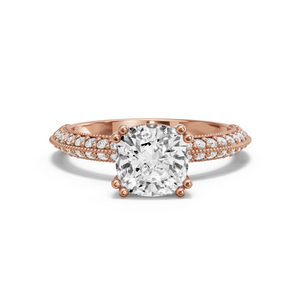 Image for Cushion Vintage Basket Ring with Knife Edge Pave band
