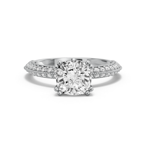 Image for Square Cushion Vintage Basket Ring with Knife Edge Pave band