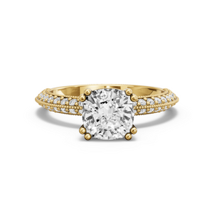 Image for Square Cushion Vintage Basket Ring with Knife Edge Pave band