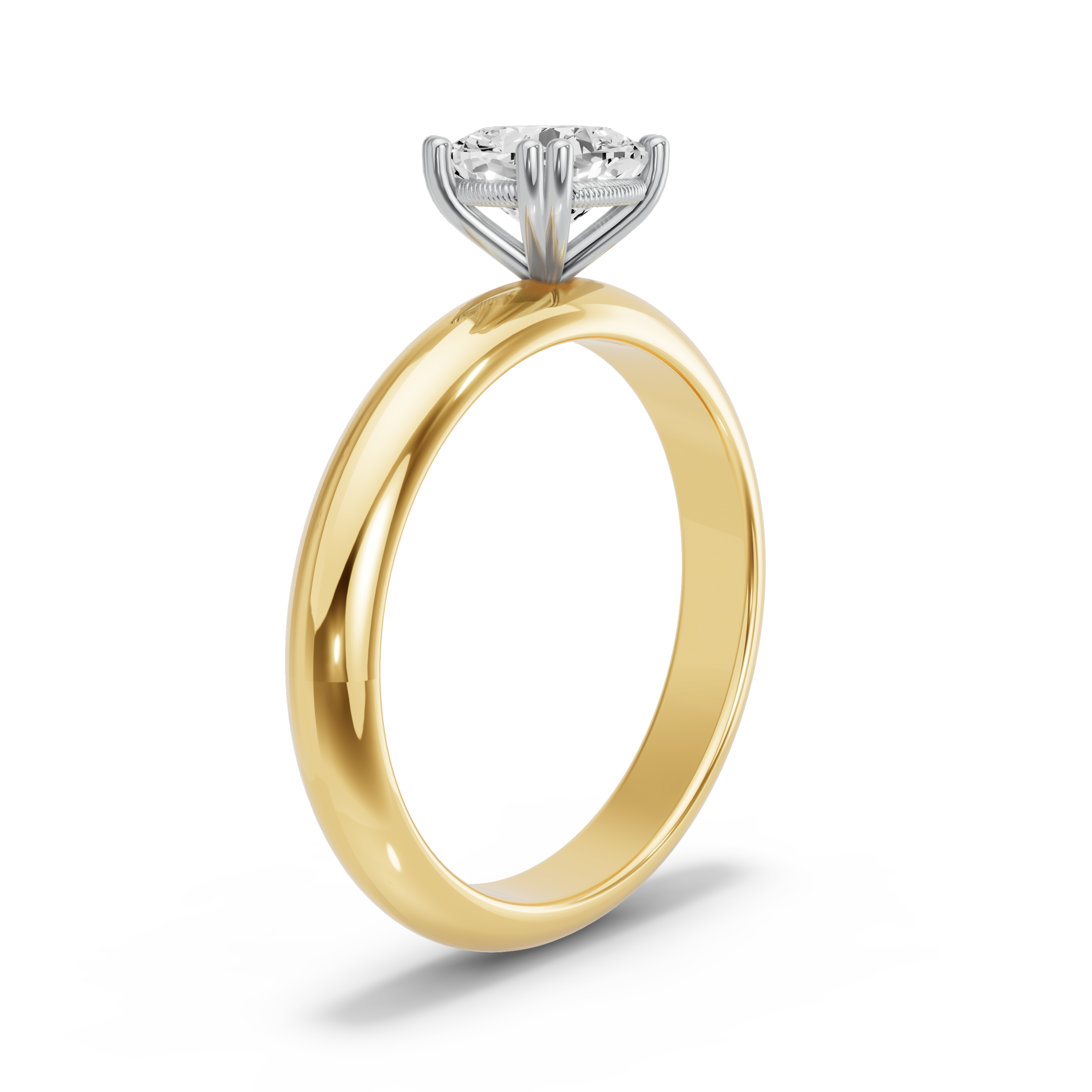 Image for Square Cushion Vintage Basket Ring with Knife Edge Solitaire band in 10K Two Tone Yellow Gold