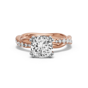 Image for Cushion Vintage Basket Ring with Rope Pave band