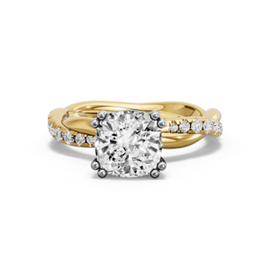Image for Square Cushion Vintage Basket Ring with Rope Pave band