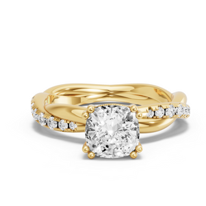 Image for Cushion Vintage Basket Ring with Rope Pave band
