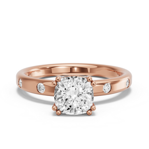 Image for Square Cushion Vintage Basket Ring with Sleek Accent band