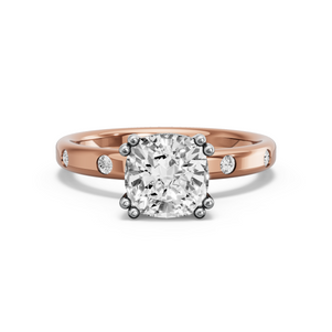 Image for Square Cushion Vintage Basket Ring with Sleek Accent band