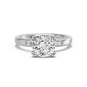 Image for Square Cushion Vintage Basket Ring with Sleek Accent band