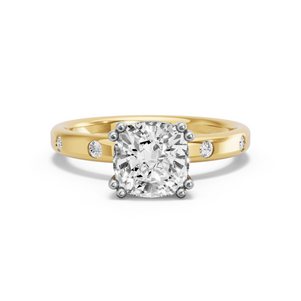 Image for Square Cushion Vintage Basket Ring with Sleek Accent band