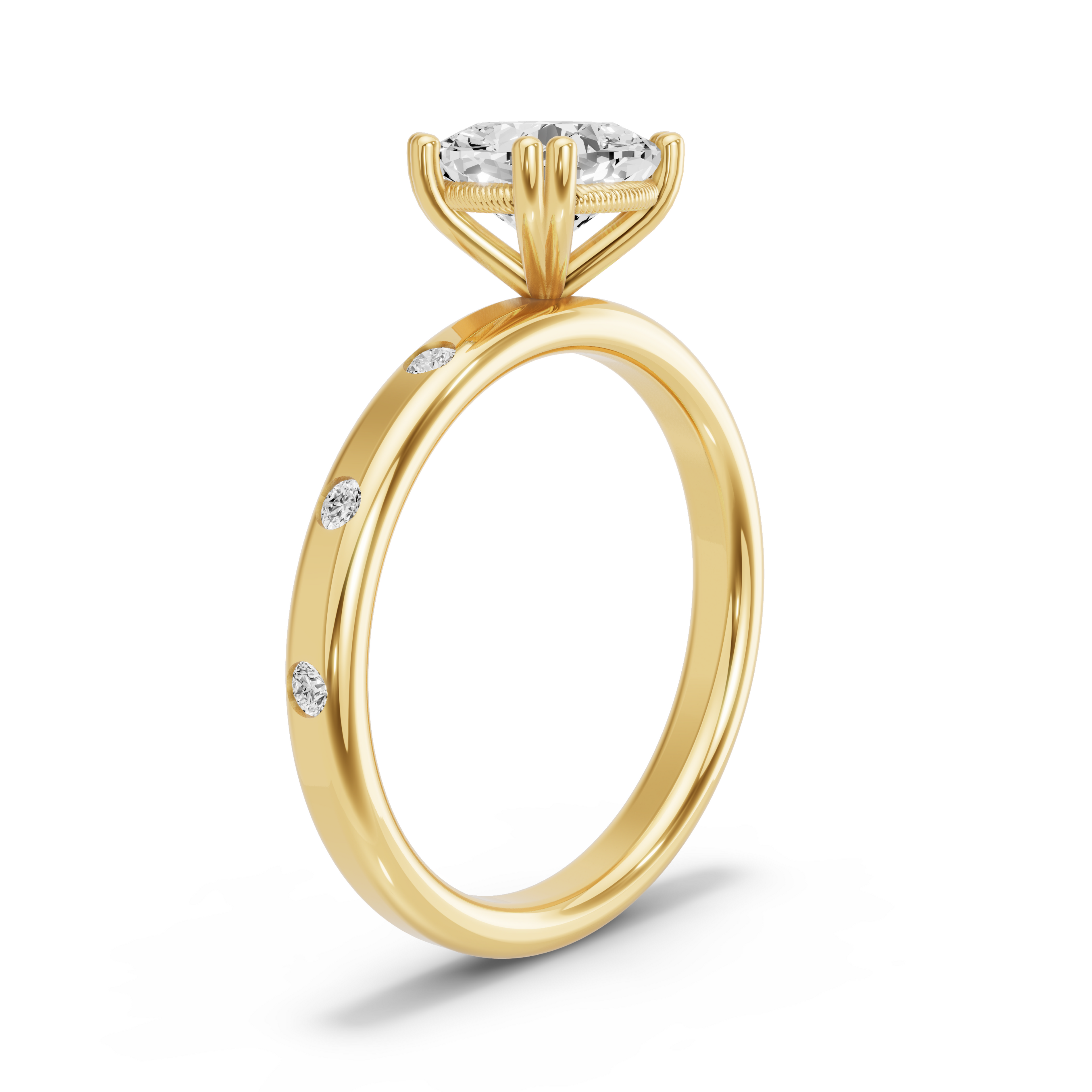 Image for Square Cushion Vintage Basket Ring with Sleek Accent band in 14K Yellow Gold