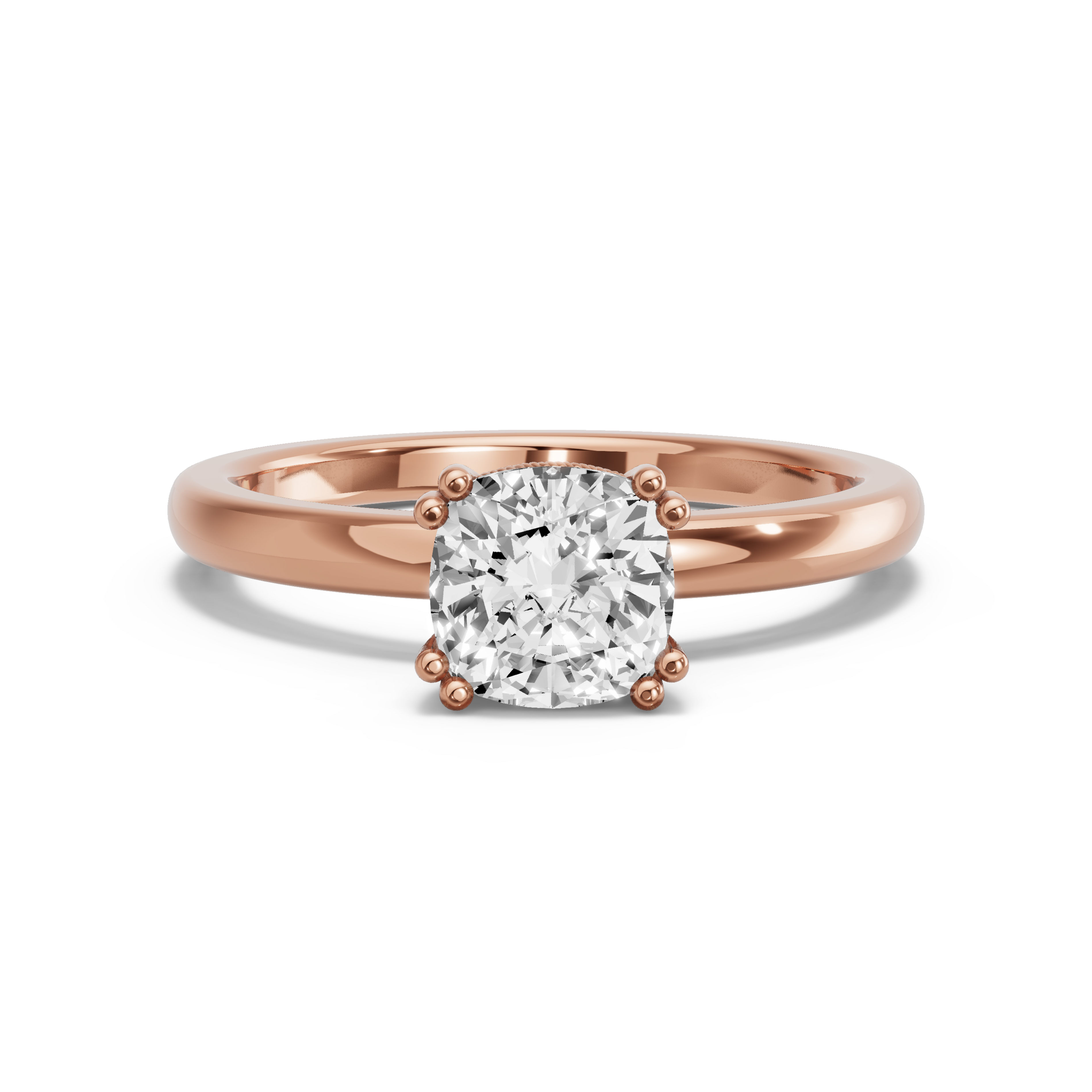 Image for Square Cushion Vintage Basket Ring with Solitaire band in 18K Rose Gold