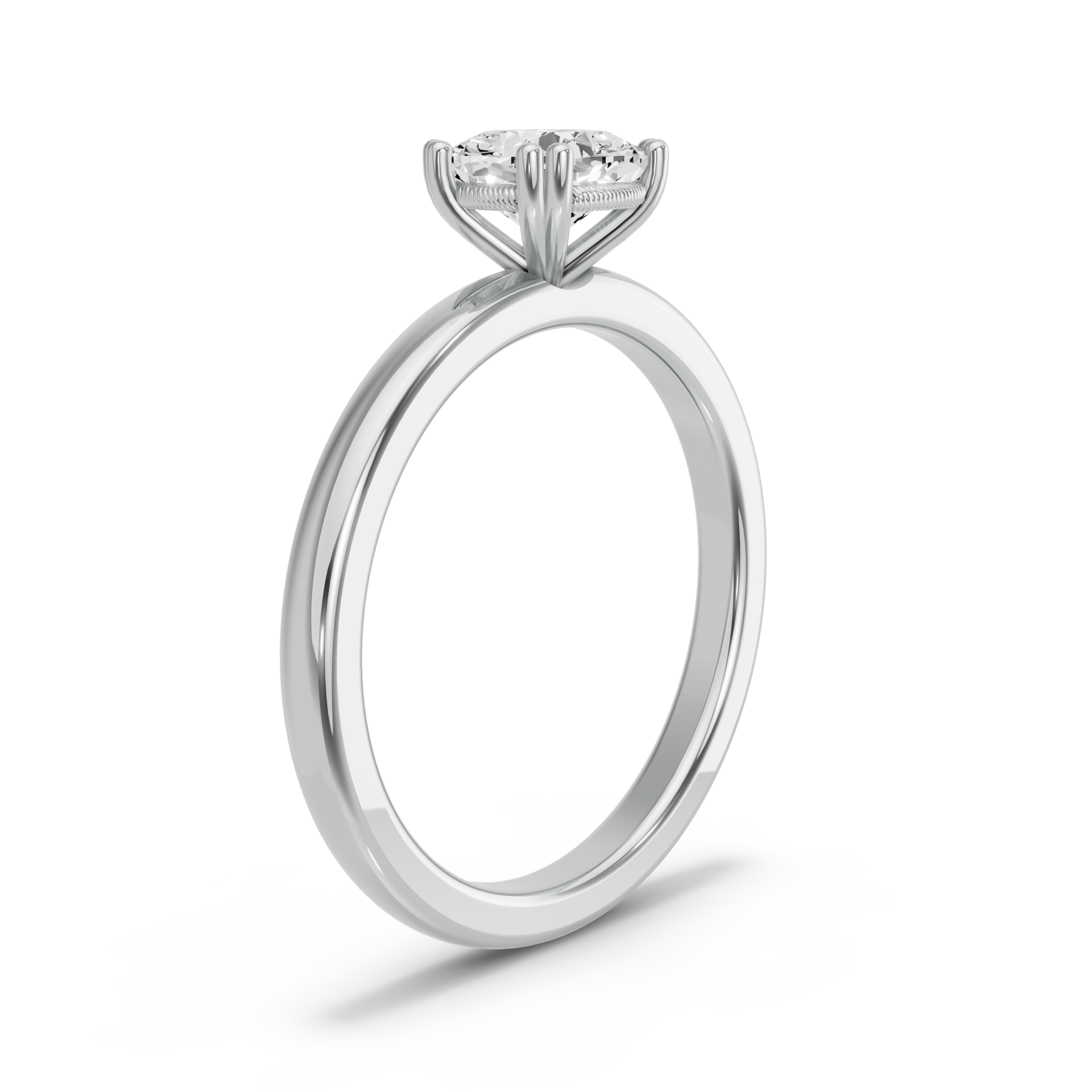 Image for Square Cushion Vintage Basket Ring with Solitaire band in 18K White Gold