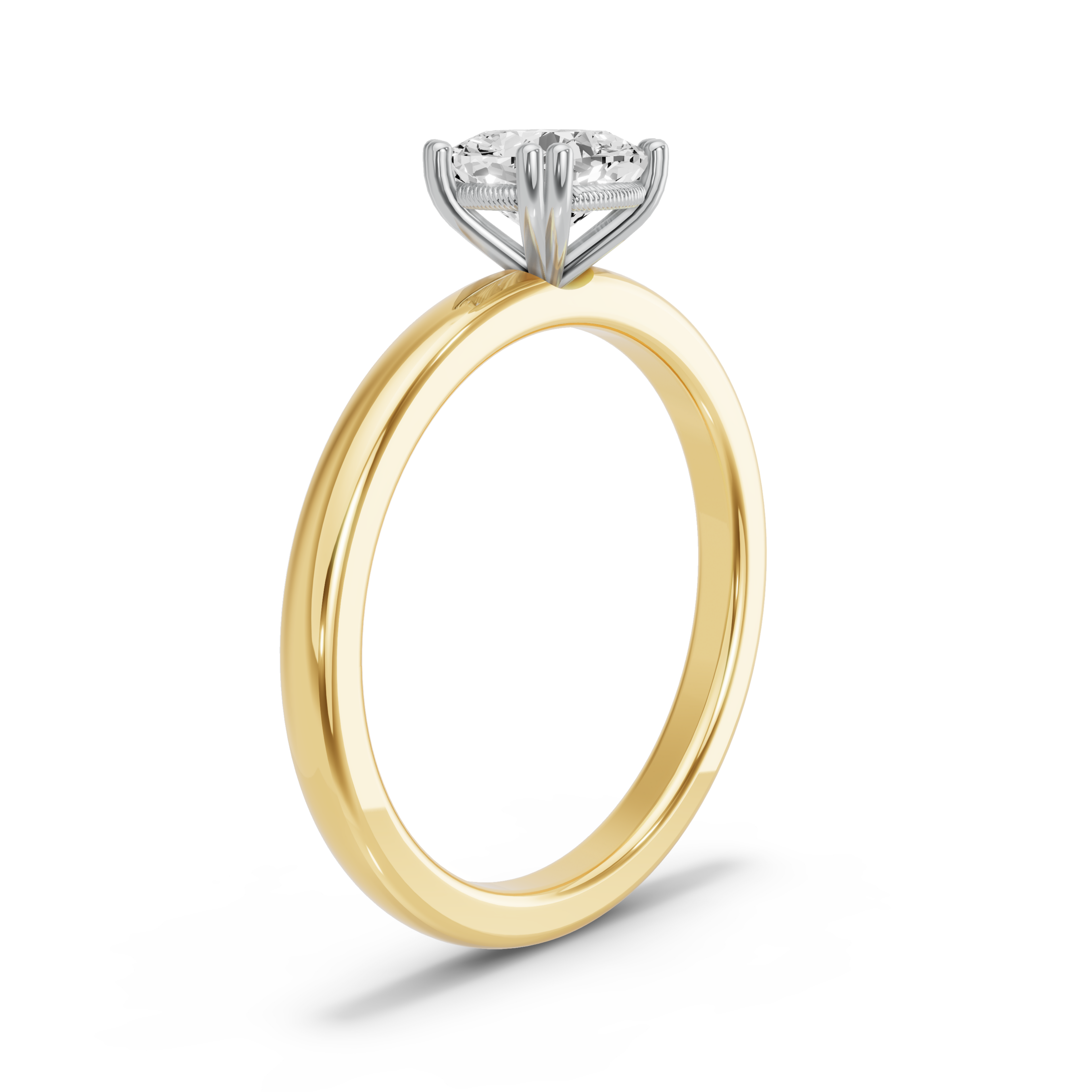 Image for Square Cushion Vintage Basket Ring with Solitaire band in 18K Two Tone Yellow Gold